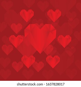 Heart cube. Background of cubic hearts.