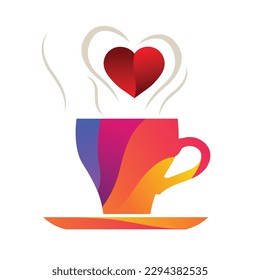 heart and cup of coffee, logo icon
