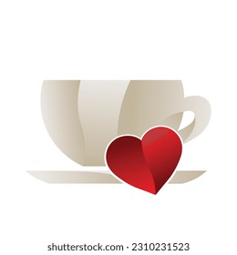 heart and cup of coffee, logo icon