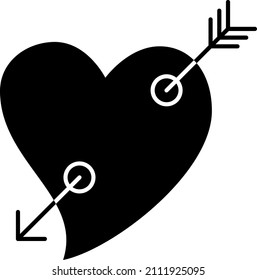 Heart With Cupid Arrow Glyph Icon Vector