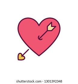 Heart with Cupid Arrow vector modern icon or logo element. Love concept sign