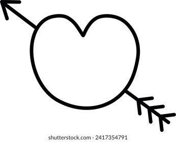 Heart cupid icon. Heart with arrow. Outline. Valentine day.