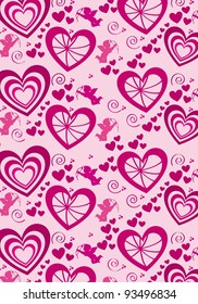 Heart and cupid over pink background, vector illustration