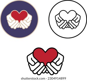 Icono del logotipo de las manos recortadas del corazón