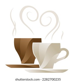 heart and cups of coffee, logo icon