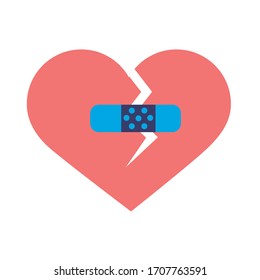 cardíaco con banda de curación de estilo plano icono ilustración vectorial