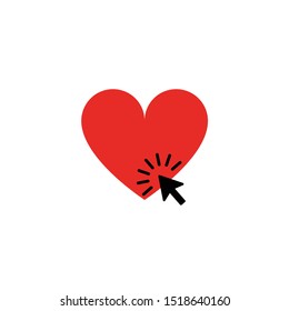 Heart and cursor click outline icon. Heart mouse cursor line vector icon. Symbol, logo illustration. Pixel perfect vector graphics