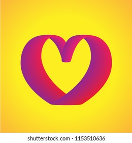 Heart curve modern gradient shape template with pink and purple overflows. Vector futuristic web concept