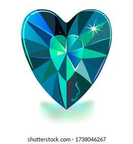 Heart cut gemstone motif pattern shape on white background, vector illustration