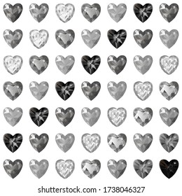 Heart cut gemstone motif pattern shape set on white background, vector illustration