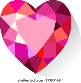 Heart cut gemstone motif pattern shape on white background, vector illustration