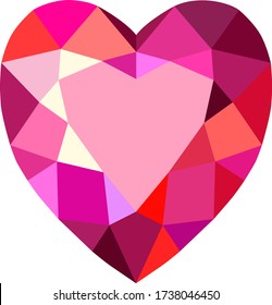 Heart cut gemstone motif pattern shape on white background, vector illustration