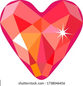 Heart cut gemstone motif pattern shape on white background, vector illustration