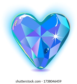 Heart cut gemstone motif pattern shape on white background, vector illustration