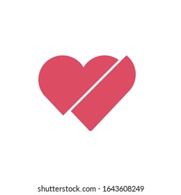 Heart cut in half , shifted heart. Stock Vector illustration isolated on white background.