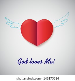 Heart cut out of paper with inscription God Loves me