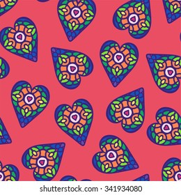 Heart cut out seamless pattern, vector background