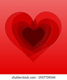 heart cut paper layers with shadow for design vector illustration