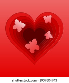heart cut paper layers with shadow for design vector illustration