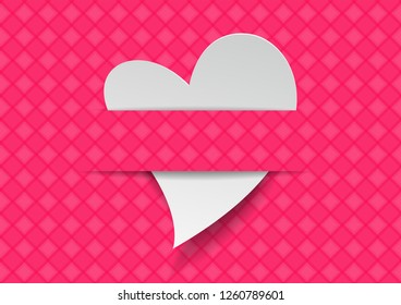 Heart cut from paper with pattern background, Vector illustration