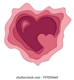 Heart cut in paper.Cut style. Vector illustration.