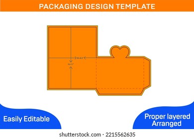 Heart cut shape Pocket or folder dieline, 3D ready for 8.5x11 inch page but editable 