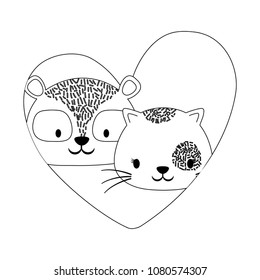 heart with cute animals