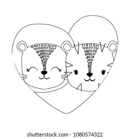 heart with cute animals