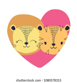 heart with cute animals