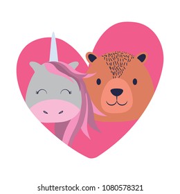 heart with cute animals