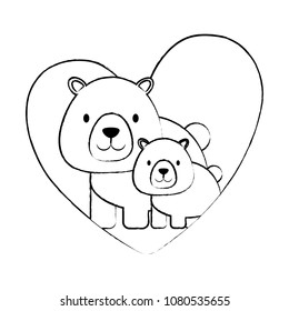 heart with cute animals design