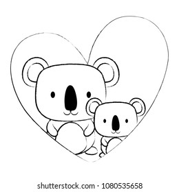 heart with cute animals design
