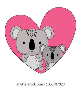 heart with cute animals design