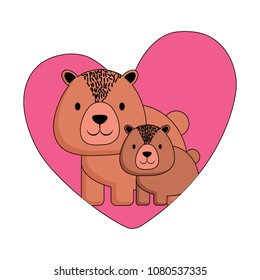 heart with cute animals design