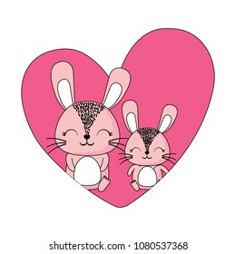 heart with cute animals design