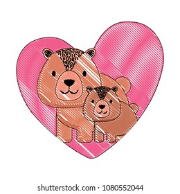 heart with cute animals design