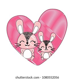 heart with cute animals design