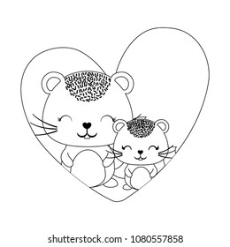 heart with cute animals design