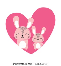 heart with cute animals design