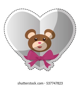heart with cute bear icon over white background. colorful design. vector illustration