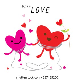 Heart Cute Cartoon Character Vector