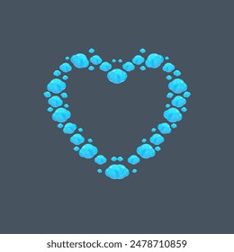 Heart Cute Cartoon Frame With Clouds Isolated Vector Design