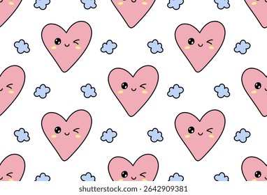 Heart. Cute children's seamless pattern.