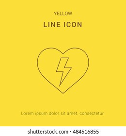 Heart Cute yellow thin line icon / logo Design
