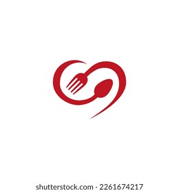 heart and cutlery vector illustration for an icon,symbol or logo. suitable for restaurant logos, cafes or other places to eat