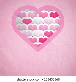 A Heart Cut-out crumpled paper effect ValentineÃ¢Â?Â?s Day Background with Space for your Text. Please note: this file is EPS10. It uses opacity masks and gradient mesh. 