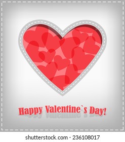 Heart cutout in gray card 