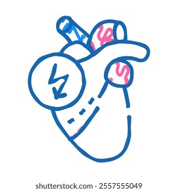 heart cutting ache doodle icon sketch vector. heart cutting ache sign. isolated symbol illustration