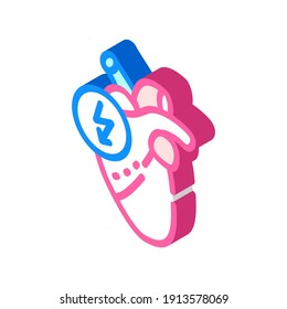 Herzschneiden schmerzen isometrische Icon Vektorgrafik. Herzschneiden schmerzzeichen. einzelne Symbolillustration