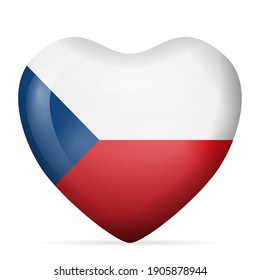 Heart Czech Republic flag on a white background. Vector illustration.